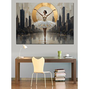 Şehirde Bale Dansçısı Dekoratif Kanvas - Mdf Ahşap Tablo 100x140 cm
