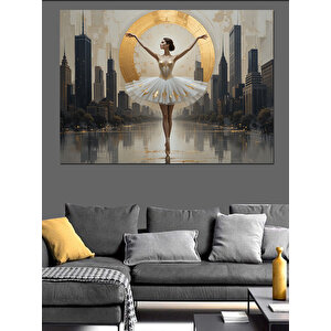 Şehirde Bale Dansçısı Dekoratif Kanvas - Mdf Ahşap Tablo 100x140 cm