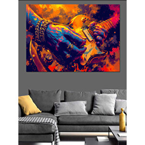 Gitarist Ve Gitar Dekoratif Kanvas - Mdf Ahşap Tablo