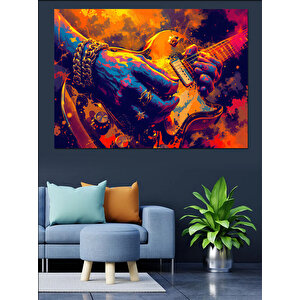 Gitarist Ve Gitar Dekoratif Kanvas - Mdf Ahşap Tablo 70x100 cm