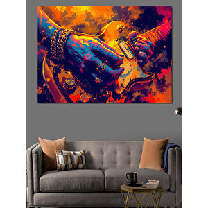 Gitarist Ve Gitar Dekoratif Kanvas - Mdf Ahşap Tablo 70x100 cm