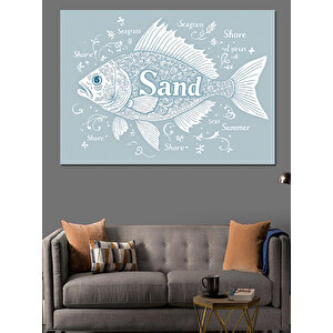 Deniz Kumu Ve Balık Dekoratif Kanvas - Mdf Ahşap Tablo 70x100 cm