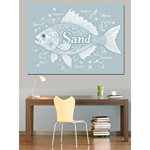Deniz Kumu Ve Balık Dekoratif Kanvas - Mdf Ahşap Tablo 70x100 cm