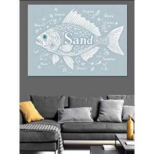 Deniz Kumu Ve Balık Dekoratif Kanvas - Mdf Ahşap Tablo 70x100 cm