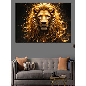 Asil Aslan Sarı Yele Dekoratif Kanvas - Mdf Ahşap Tablo