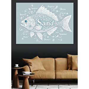 Deniz Kumu Ve Balık Dekoratif Kanvas - Mdf Ahşap Tablo
