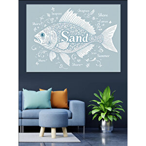 Deniz Kumu Ve Balık Dekoratif Kanvas - Mdf Ahşap Tablo