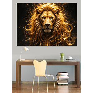 Asil Aslan Sarı Yele Dekoratif Kanvas - Mdf Ahşap Tablo 70x100 cm