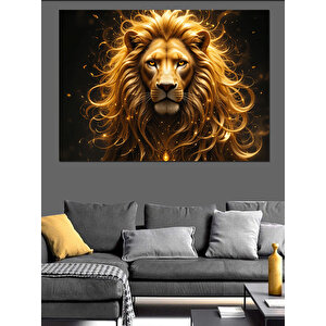 Asil Aslan Sarı Yele Dekoratif Kanvas - Mdf Ahşap Tablo 70x100 cm