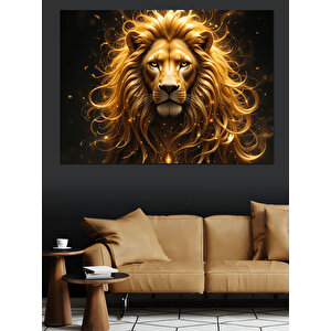Asil Aslan Sarı Yele Dekoratif Kanvas - Mdf Ahşap Tablo 70x100 cm
