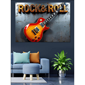 Rock & Roll Gitarı Dekoratif Kanvas - Mdf Ahşap Tablo 50x70 cm