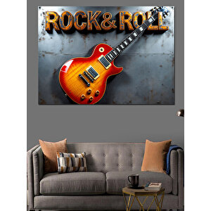 Rock & Roll Gitarı Dekoratif Kanvas - Mdf Ahşap Tablo 50x70 cm
