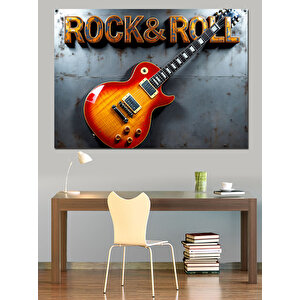 Rock & Roll Gitarı Dekoratif Kanvas - Mdf Ahşap Tablo 50x70 cm
