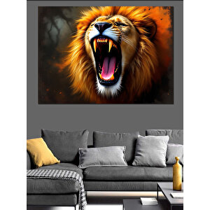 Kükreyen Aslan Dekoratif Kanvas - Mdf Ahşap Tablo 50x70 cm