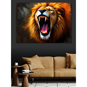 Kükreyen Aslan Dekoratif Kanvas - Mdf Ahşap Tablo 50x70 cm