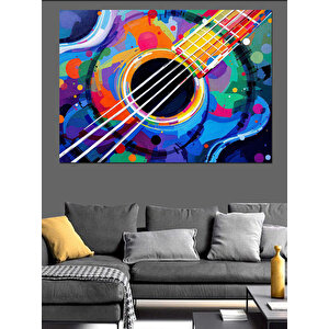 Renkli Gitar Deseni Dekoratif Kanvas - Mdf Ahşap Tablo