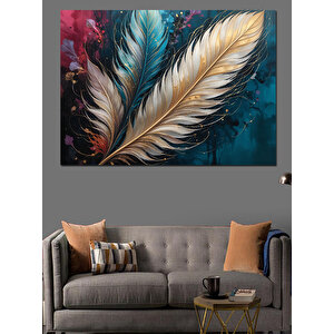 Parlak Detaylı Kuş Tüyü Dekoratif Kanvas - Mdf Ahşap Tablo