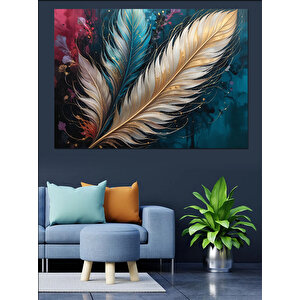 Parlak Detaylı Kuş Tüyü Dekoratif Kanvas - Mdf Ahşap Tablo