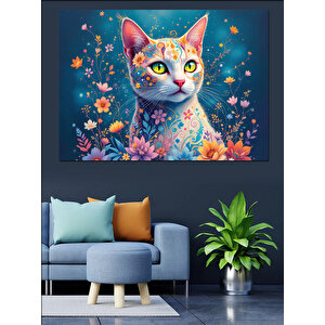 Parlak Tüylü Pırıltılı Kedi Dekoratif Kanvas - Mdf Ahşap Tablo