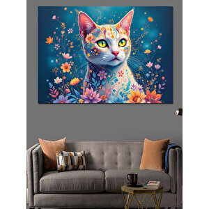 Parlak Tüylü Pırıltılı Kedi Dekoratif Kanvas - Mdf Ahşap Tablo