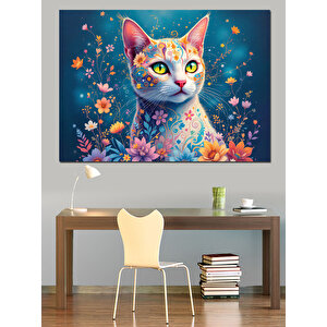 Parlak Tüylü Pırıltılı Kedi Dekoratif Kanvas - Mdf Ahşap Tablo 35x50 cm