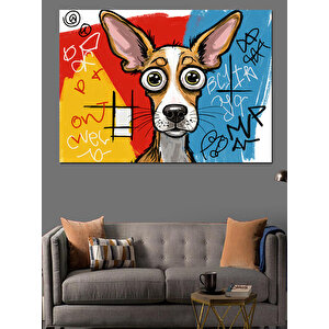 Soyut Renkli Köpek Dekoratif Kanvas - Mdf Ahşap Tablo 35x50 cm