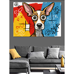 Soyut Renkli Köpek Dekoratif Kanvas - Mdf Ahşap Tablo 35x50 cm