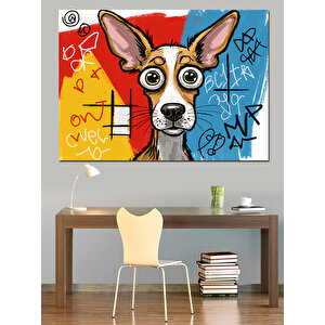 Soyut Renkli Köpek Dekoratif Kanvas - Mdf Ahşap Tablo 70x100 cm