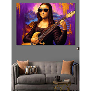 Gitar Tutan Monalisa Dekoratif Kanvas - Mdf Ahşap Tablo 70x100 cm
