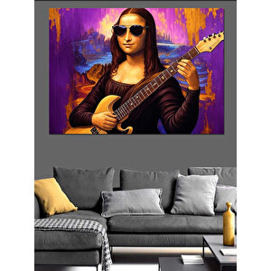 Gitar Tutan Monalisa Dekoratif Kanvas - Mdf Ahşap Tablo 70x100 cm