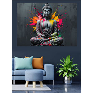 Renk Patlamalı Buda Dekoratif Kanvas - Mdf Ahşap Tablo 50x70 cm