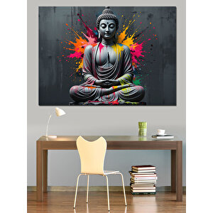 Renk Patlamalı Buda Dekoratif Kanvas - Mdf Ahşap Tablo 50x70 cm