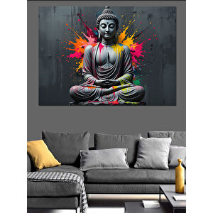 Renk Patlamalı Buda Dekoratif Kanvas - Mdf Ahşap Tablo