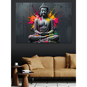 Renk Patlamalı Buda Dekoratif Kanvas - Mdf Ahşap Tablo