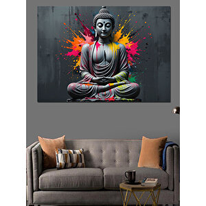 Renk Patlamalı Buda Dekoratif Kanvas - Mdf Ahşap Tablo 100x140 cm