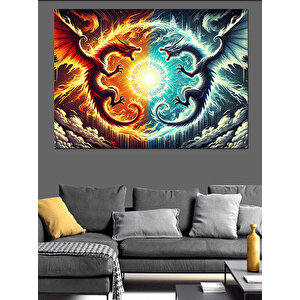 Alevli Döngü Renk Patlaması Dekoratif Kanvas - Mdf Ahşap Tablo 25x35 cm