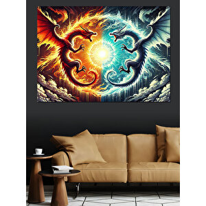 Alevli Döngü Renk Patlaması Dekoratif Kanvas - Mdf Ahşap Tablo 25x35 cm