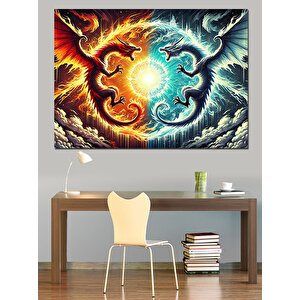 Alevli Döngü Renk Patlaması Dekoratif Kanvas - Mdf Ahşap Tablo 70x100 cm