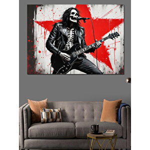 Yıldızlı İskelet Gitarist Dekoratif Kanvas - Mdf Ahşap Tablo