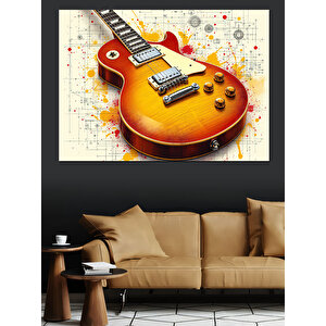 Elektrikli Rock Gitarı Dekoratif Kanvas - Mdf Ahşap Tablo