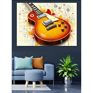 Elektrikli Rock Gitarı Dekoratif Kanvas - Mdf Ahşap Tablo