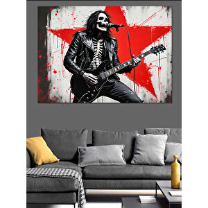 Yıldızlı İskelet Gitarist Dekoratif Kanvas - Mdf Ahşap Tablo 35x50 cm
