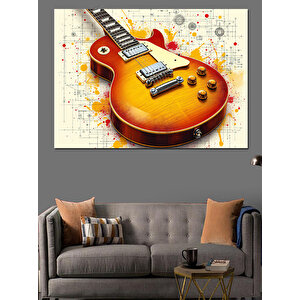 Elektrikli Rock Gitarı Dekoratif Kanvas - Mdf Ahşap Tablo 100x140 cm