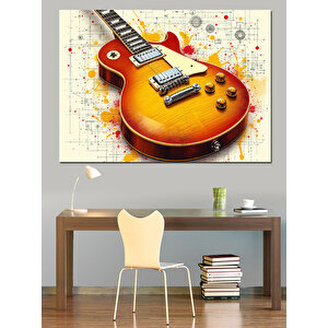 Elektrikli Rock Gitarı Dekoratif Kanvas - Mdf Ahşap Tablo 100x140 cm