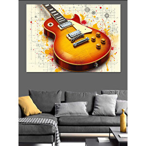 Elektrikli Rock Gitarı Dekoratif Kanvas - Mdf Ahşap Tablo 100x140 cm