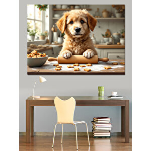 Mutfağında Tatlı Köpek Dekoratif Kanvas - Mdf Ahşap Tablo