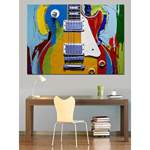 Renkli Gitar Sanatı Dekoratif Kanvas - Mdf Ahşap Tablo 70x100 cm