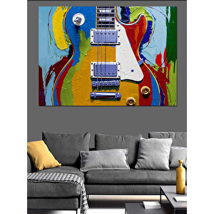 Renkli Gitar Sanatı Dekoratif Kanvas - Mdf Ahşap Tablo 70x100 cm