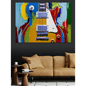 Renkli Gitar Sanatı Dekoratif Kanvas - Mdf Ahşap Tablo 70x100 cm