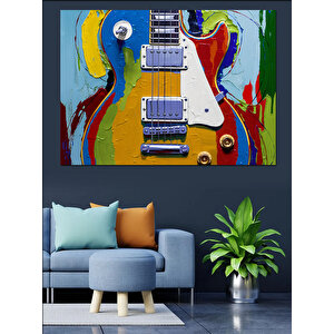 Renkli Gitar Sanatı Dekoratif Kanvas - Mdf Ahşap Tablo